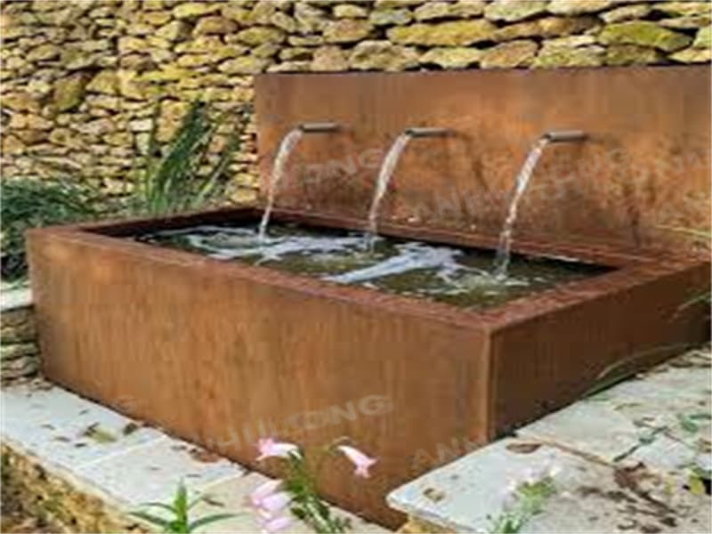 Corten steel wall fountain for landscape supplier